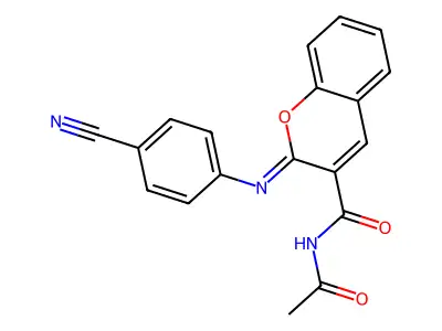 (2Z)-N-acetyl-2-[(4-cyanophenyl)imino]-2H-chromene-3-carboxamide structure