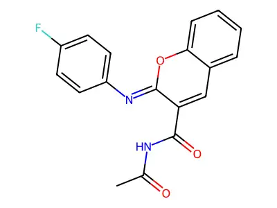 (2Z)-N-acetyl-2-[(4-fluorophenyl)imino]-2H-chromene-3-carboxamide structure