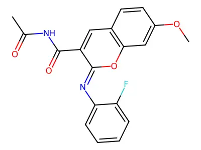 (2Z)-N-acetyl-2-[(2-fluorophenyl)imino]-7-methoxy-2H-chromene-3-carboxamide structure