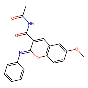(2Z)-N-acetyl-6-methoxy-2-(phenylimino)-2H-chromene-3-carboxamide structure