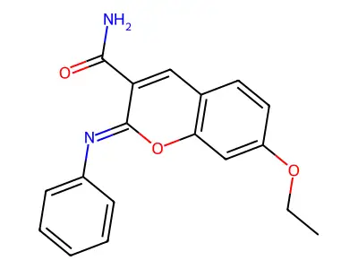 7-Ethoxy-2-phenyliminochromene-3-carboxamide structure