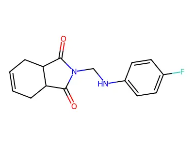 2-{[(4-fluorophenyl)amino]methyl}-3a,4,7,7a-tetrahydro-1H-isoindole-1,3(2H)-dione structure