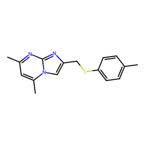 5,7-Dimethyl-2-((p-tolylthio)methyl)imidazo[1,2-a]pyrimidine structure