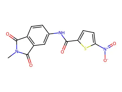 N-(2-methyl-1,3-dioxoisoindol-5-yl)-5-nitrothiophene-2-carboxamide structure