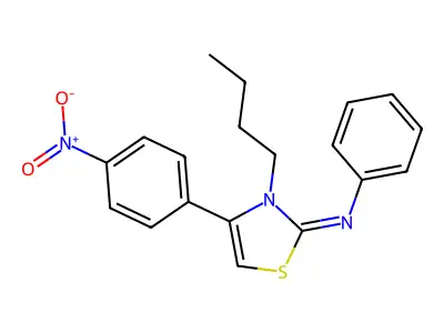 3-butyl-4-(4-nitrophenyl)-N-phenyl-1,3-thiazol-2-imine structure