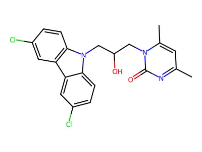 1-[3-(3,6-Dichloro-carbazol-9-yl)-2-hydroxy-propyl]-4,6-dimethyl-1H-pyrimidin-2-one structure