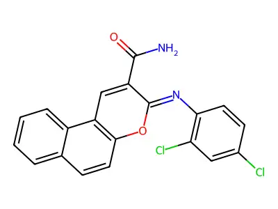 (3Z)-3-[(2,4-dichlorophenyl)imino]-3H-benzo[f]chromene-2-carboxamide structure