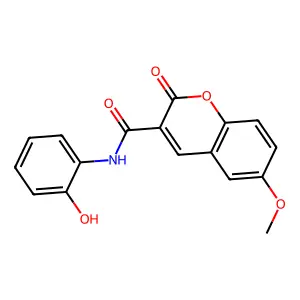 N-(2-hydroxyphenyl)-6-methoxy-2-oxochromene-3-carboxamide structure
