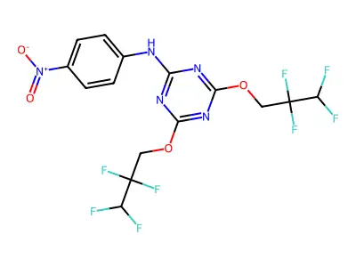N-(4-nitrophenyl)-4,6-bis(2,2,3,3-tetrafluoropropoxy)-1,3,5-triazin-2-amine structure