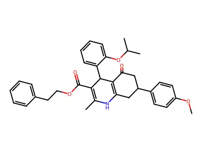 2-phenylethyl 7-(4-methoxyphenyl)-2-methyl-5-oxo-4-[2-(propan-2-yloxy)phenyl]-1,4,5,6,7,8-hexahydroquinoline-3-carboxylate structure
