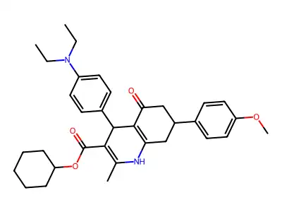 cyclohexyl 4-[4-(diethylamino)phenyl]-7-(4-methoxyphenyl)-2-methyl-5-oxo-1,4,5,6,7,8-hexahydroquinoline-3-carboxylate structure