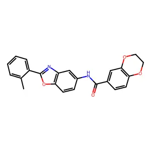 N-[2-(2-methylphenyl)-1,3-benzoxazol-5-yl]-2,3-dihydro-1,4-benzodioxine-6-carboxamide structure