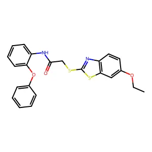 2-[(6-ethoxy-1,3-benzothiazol-2-yl)sulfanyl]-N-(2-phenoxyphenyl)acetamide structure