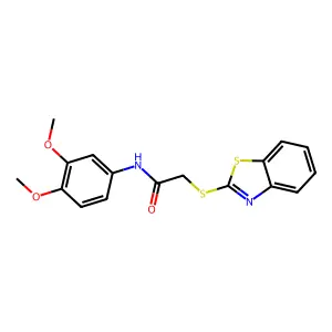 2-(1,3-benzothiazol-2-ylsulfanyl)-N-(3,4-dimethoxyphenyl)acetamide structure