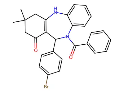 5-benzoyl-6-(4-bromophenyl)-9,9-dimethyl-6,8,10,11-tetrahydrobenzo[b][1,4]benzodiazepin-7-one structure