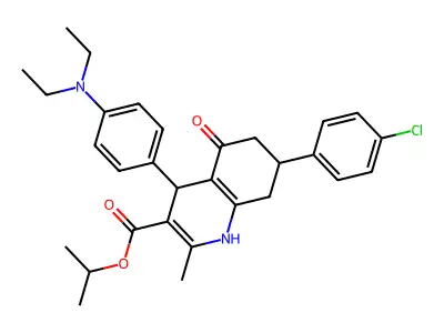 propan-2-yl 7-(4-chlorophenyl)-4-[4-(diethylamino)phenyl]-2-methyl-5-oxo-1,4,5,6,7,8-hexahydroquinoline-3-carboxylate structure