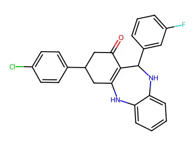 9-(4-chlorophenyl)-6-(3-fluorophenyl)-5,6,8,9,10,11-hexahydrobenzo[b][1,4]benzodiazepin-7-one structure