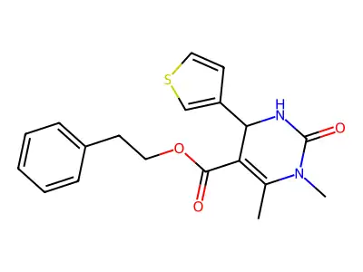 2-phenylethyl 1,6-dimethyl-2-oxo-4-(3-thienyl)-1,2,3,4-tetrahydro-5-pyrimidinecarboxylate structure