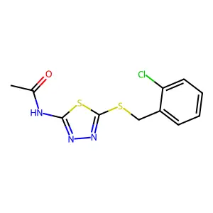 N-{5-[(2-chlorobenzyl)sulfanyl]-1,3,4-thiadiazol-2-yl}acetamide structure
