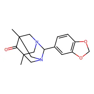 2-(1,3-Benzodioxol-5-yl)-5,7-dimethyl-1,3-diazatricyclo[3.3.1.1~3,7~]decan-6-one structure