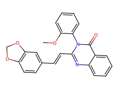 2-[(E)-2-(1,3-benzodioxol-5-yl)ethenyl]-3-(2-methoxyphenyl)quinazolin-4-one structure