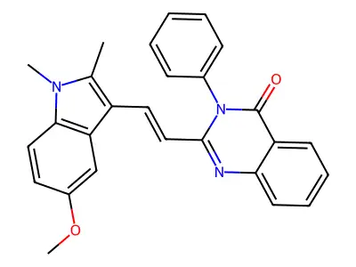 2-[(E)-2-(5-methoxy-1,2-dimethylindol-3-yl)ethenyl]-3-phenylquinazolin-4-one structure