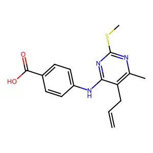 4-(5-Allyl-6-methyl-2-methylsulfanyl-pyrimidin-4-ylamino)-benzoic acid structure