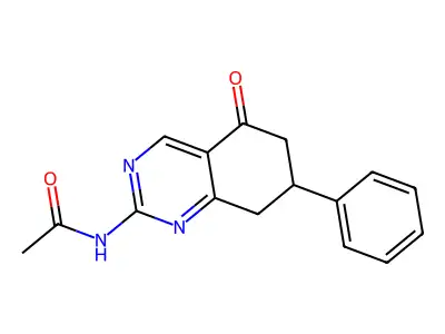 N-(5-oxo-7-phenyl-7,8-dihydro-6H-quinazolin-2-yl)acetamide structure