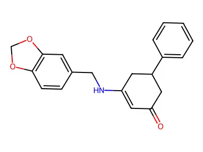 3-[(1,3-Benzodioxol-5-ylmethyl)amino]-5-phenylcyclohex-2-en-1-one structure