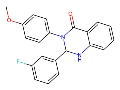 2-(3-fluorophenyl)-3-(4-methoxyphenyl)-2,3-dihydro-4(1H)-quinazolinone structure