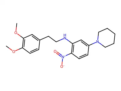 N-[2-(3,4-dimethoxyphenyl)ethyl]-2-nitro-5-piperidin-1-ylaniline structure