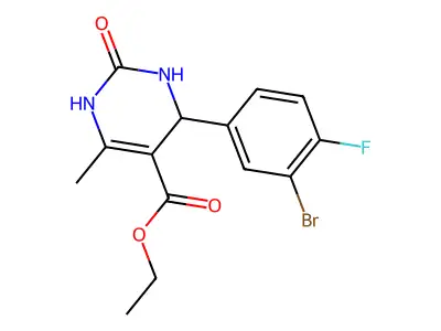 ethyl 4-(3-bromo-4-fluorophenyl)-6-methyl-2-oxo-1,2,3,4-tetrahydropyrimidine-5-carboxylate structure