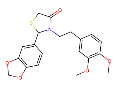 2-(1,3-Benzodioxol-5-yl)-3-[2-(3,4-dimethoxyphenyl)ethyl]-1,3-thiazolidin-4-one structure