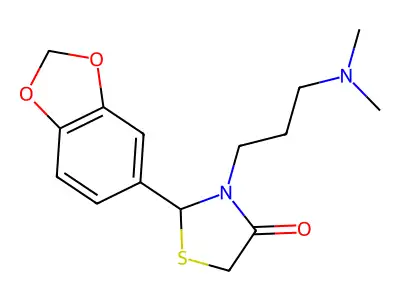2-(1,3-Benzodioxol-5-yl)-3-[3-(dimethylamino)propyl]-1,3-thiazolidin-4-one structure