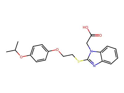 {2-[2-(4-Isopropoxy-phenoxy)-ethylsulfanyl]-benzoimidazol-1-yl}-acetic acid structure