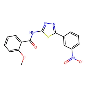 2-methoxy-N-[5-(3-nitrophenyl)-1,3,4-thiadiazol-2-yl]benzamide structure