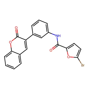 5-bromo-N-[3-(2-oxo-1-benzopyran-3-yl)phenyl]-2-furancarboxamide structure