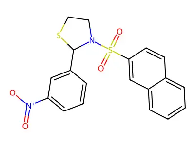 3-(Naphthalene-2-sulfonyl)-2-(3-nitrophenyl)-1,3-thiazolidine structure