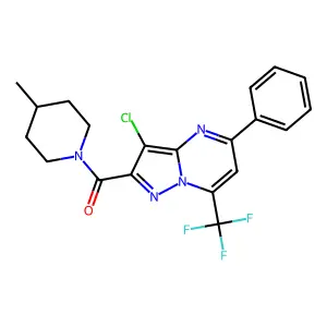 [3-chloro-5-phenyl-7-(trifluoromethyl)pyrazolo[1,5-a]pyrimidin-2-yl]-(4-methylpiperidin-1-yl)methanone structure