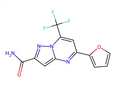5-(Furan-2-yl)-7-(trifluoromethyl)pyrazolo[1,5-a]pyrimidine-2-carboxamide structure