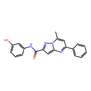 N-(3-hydroxyphenyl)-7-methyl-5-phenylpyrazolo[1,5-a]pyrimidine-2-carboxamide structure
