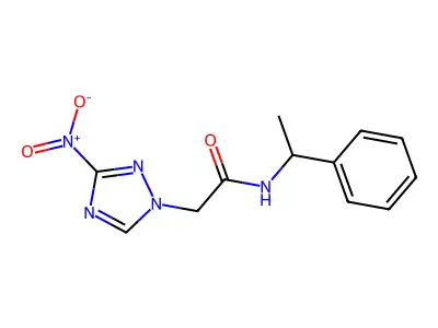 2-(3-nitro-1,2,4-triazol-1-yl)-N-(1-phenylethyl)acetamide structure