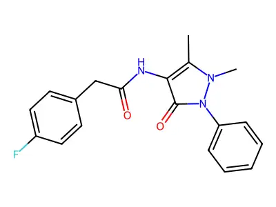 N-(1,5-dimethyl-3-oxo-2-phenylpyrazol-4-yl)-2-(4-fluorophenyl)acetamide structure