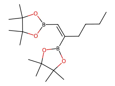 (E)-1-Hexene-1,2-diboronic acid bis(pinacol) ester structure