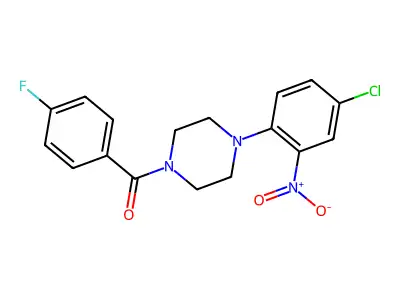 1-{4-Chloro-2-nitrophenyl}-4-(4-fluorobenzoyl)piperazine structure