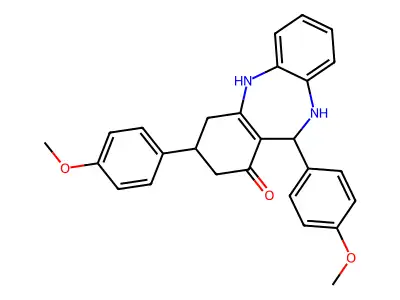 6,9-Bis(4-methoxyphenyl)-5,6,8,9,10,11-hexahydrobenzo[b][1,4]benzodiazepin-7-one structure