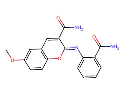 2-(2-Carbamoylphenyl)imino-6-methoxychromene-3-carboxamide structure