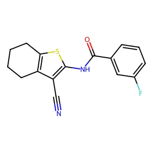 N-(3-cyano-4,5,6,7-tetrahydro-1-benzothiophen-2-yl)-3-fluorobenzamide structure