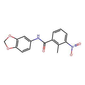 N-(1,3-苯并二氧杂环戊烯-5-基)-2-甲基-3-硝基苯甲酰胺 structure