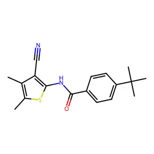 4-tert-butyl-N-(3-cyano-4,5-dimethylthiophen-2-yl)benzamide structure